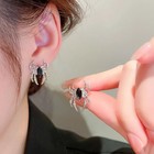 Gothic Retro Spider Earrings Black Resin Bead Silver Halloween Cosplay Jewelry