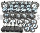 40pc Wire Wheel Brush Cup Assortment Crimped Steel 1 4  Shank Drills Rust Scale
