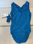Nwt Gk Xfinity Adult Small Bright Blue Gymnastics Leotard Tank W Scrunchie