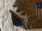 Americana Carved Wooden Eagle With Shield And Flags 