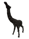 Vintage Brutalist Cast Iron Giraffe Figurine Heavy Textured Metal Statue 11 5 