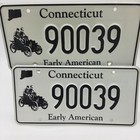 Connecticut Early American License Plates Lot Of 2 90039 White Black Decor