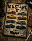 Ford Mustang Evolution Poster 1964   2025 Vintage Muscle Car Wall Art Print 13x19