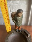 Hubley School Boy Basket Cast Iron Ashtray Stand Match Holder   Antique