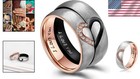 His   Hers Real Love Heart Promise Ring - Stainless Steel Couples Band  6mm