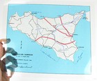Antique Clear Wwii Map Sicilian Campaign British 8th Us 7th Army Palermo Landing