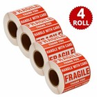 4 Rolls - Fragile Stickers Handle With Care Thank You 2 x3  500pcs Per Roll Us