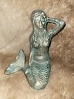 Cast Iron Antique Style Nautical Mermaid Statue Garden Pond Pool Doorstop Green