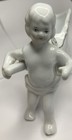 Antique Vintage Ceramic Child Rickshaw Cart Gilded White Rare Collectible