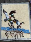 Vintage Retro  Style  70s Latch Hook Mallard Ducks Rug Wall Hanging  37 X 30 