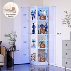 2pc Corner Display Cabinets 4 Tier Corner Shelf With Led Lights White