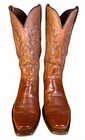 Lucchese Classic Rustic Brown Leather Cowboy Boots Embroidered Design Sz 10 Ee