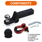 Redtee Trailer Hitch Ball Mount With Tow Shackle  2-inch Drop  Matt Black 