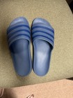 Adidas Men s Blue Slide Sandals Slip-on Logo Accents  Casual Solid Pattern