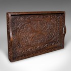 Antique Carved Serving Tray  Anglo-indian  Teak Afternoon Tea Platter  Victorian
