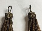 Pair Antique Victorian 19th Century Metallic Gold Bullion Tassel W  Braided Knot