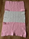 Handmade Crochet Baby Afghan Blanket Pink White 40   x24    Swaddle
