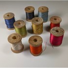 9 Vintage Belding Corticelli Wooden Thread Spools Silk Mercerized Cotton Lot