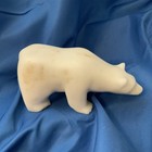 Vintage Polar Bear Solid Stone Sculpture Carving 6 5x3x3    1 Lb 11 Ounces White