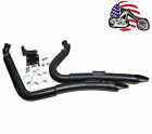 2 1 4  Black Big Radius Radius Curves Full Exhaust Drag Pipe System Harley Dyna