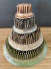 Vintage Lot Of 4 Metal Spiked Flower Frogs Round