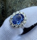 4 50 Ct Oval Cut Natural Diamond  Sapphire Solid 14k White Gold Engagement  Ring
