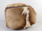 Mcm Retro Moroccan Style Leather   Fur Pouf Boho Bohemian Living Room Ottoman Vg