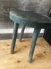 Great Early Primitive Milk Stool With Green Paint 