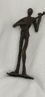 Bronze Brutalistic Mcm Guitar Player Sculpture  7 5 8  T  Standing Vtg  Felt B 