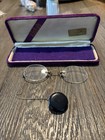 Antique Pince Nez Eyeglasses With Lapel Pin Retractable Chain