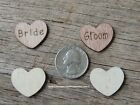 100 Qty 1  Bride Groom Wood Heart Table Confetti Wooden Wedding Decor Heart Sign
