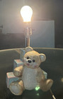Vtg Ceramic Teddy Bear W Blocks Nursery Table Lamp Abc Stackable - No Shade