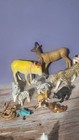 Lot Vintage Plastic Animal Figures Mixed Safari Farm Zoo Toys Marx Style 13 Pc