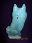Vintage Chalkware Collie Dog Bank Carnival Prize Aqua Blue With Glitter 1950s