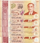 Singapore Set 5 Pcs  10 Dollar 2015 Commemorative P 56 57 58 56 60 Unc