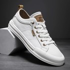 New Men s  Casual Sneakers Fashion Leather Shoes Lace Up Low Top Comfort Walking