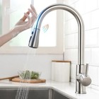 Brushed Nickel Touch Sensor Kitchen Sink Faucet With Pull Down Sprayer Mixer Tap