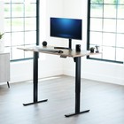 Vivo Electric 60    X 30    Stand Up Desk  Reclaimed Wood Top  Black Frame