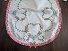 Drawstring Bag Hm W vtg Vanity Scarf Hand Embr W 3 Heart Shapes Floral Garlands