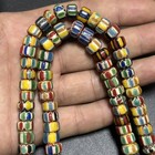 Vintage Venetian Chevron Glass Bead Necklace Old African Trade Beads