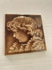 Antique Trent Tile Co Portrait Tile Child Isaac Broome Fireplace Majolica 6x6