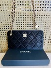 Chanel Vip Black Velvet Zip Evening Clutch makeup Pouch Nib