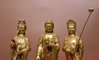 12 tibet Buddhism Bronze Gilt Sakyamuni Kwan-yin Western 3 God Buddha Statue