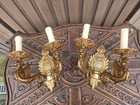 Vintage Pair  Brass Dragon Figural Wall Lights Sconces Lamps 1970