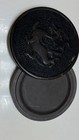 Chinese Round Brown  Ink Stone With Dragon Lid Vintage