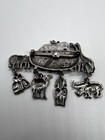 Vintage Jj Jonette Pewter Noah s Ark Boat W  Dangling Animals Brooch Pin