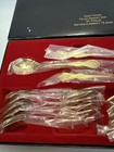 Royal Sealy Gold Plated Stainless Steel Flatware 15 Pc Dessert Set Japan Vintage