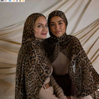 Big Size Classic Leopard Print Headscarf Bandanas Muslim Women Trendy Voile Soft