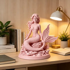 Mermaid Figurine Statue 3 Colors Sitting On Coral Rock Seashell Starfish Decor
