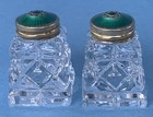 Vintage-david Andersen-enamel-crystal-gold Vermeil-salt   Pepper Shakers-norway